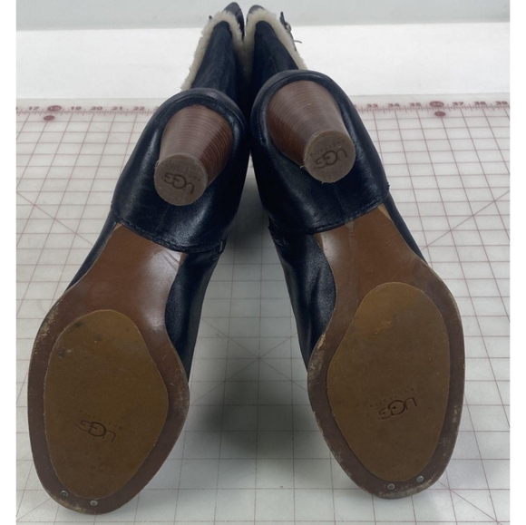 UGG Black Heeled Boots with Fur Trim - Picture 5 of 5